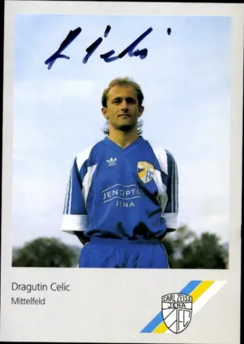 Autogrammkarte Fußballer Dragutin Celic, FC Carl Zeiss Jena, Autogramm