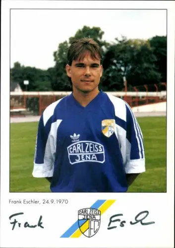 Autogrammkarte Fußballer Frank Eschler, FC Carl Zeiss Jena, Autogramm