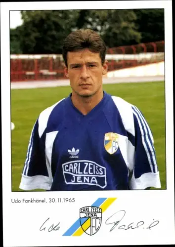 Autogrammkarte Fußballer Udo Fankhänel, FC Carl Zeiss Jena, Autogramm