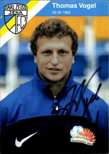 Autogrammkarte Fußballer Thomas Vogel, FC Carl Zeiss Jena, Autogramm
