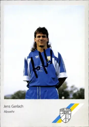 Autogrammkarte Fußballer Jens Gerlach, FC Carl Zeiss Jena, Autogramm