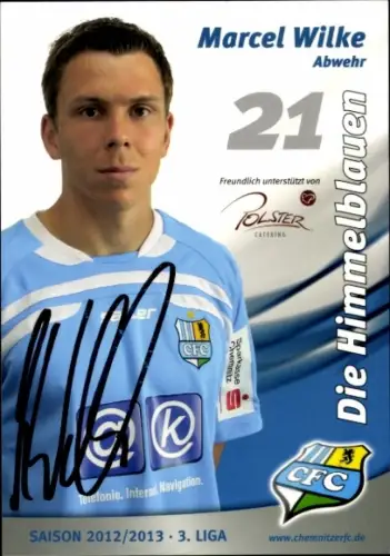 Autogrammkarte Fußballer Marcel Wilke, Chemnitzer FC, Autogramm