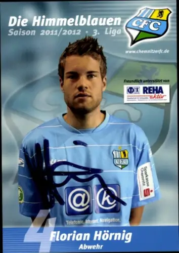 Autogrammkarte Fußballer Florian Hörnig, Chemnitzer FC, Autogramm