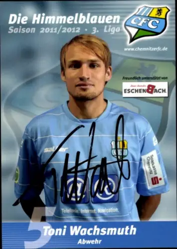 Autogrammkarte Fußballer Toni Wachsmuth, Chemnitzer FC, Autogramm