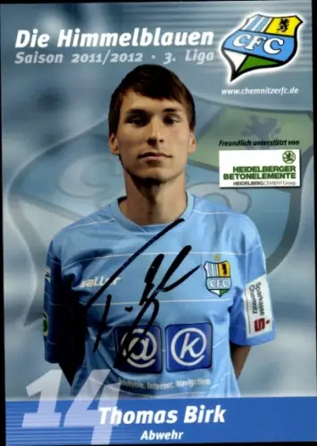 Autogrammkarte Fußballer Thomas Birk, Chemnitzer FC, Autogramm