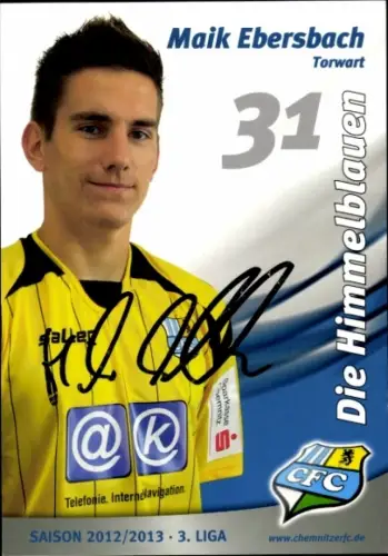 Autogrammkarte Fußballer Maik Ebersbach, Chemnitzer FC, Autogramm