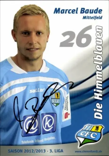 Autogrammkarte Fußballer Marcel Baude, Chemnitzer FC, Autogramm