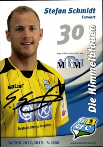 Autogrammkarte Fußballer Stefan Schmidt, Chemnitzer FC, Autogramm