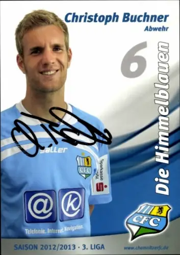 Autogrammkarte Fußballer Christoph Buchner, Chemnitzer FC, Autogramm