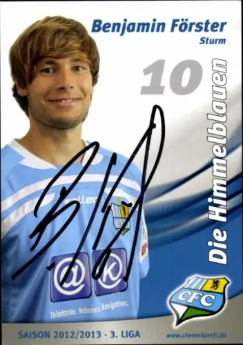 Autogrammkarte Fußballer Benjamin Förster, Chemnitzer FC, Autogramm