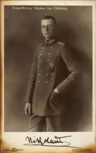 Ak Erbgroßherzog Nikolaus von Oldenburg, Portrait, Uniform, Eisernes Kreuz