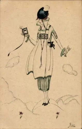 Künstler Ak Kurt, Gemaltes Porträt einer Frau, Buch