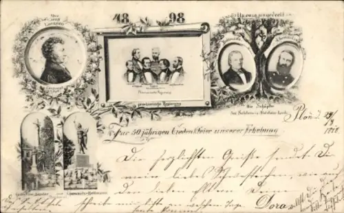 Ak Schleswig an der Schlei, 50 jährige Gedenkfeier der Erhebung 1848, Denkmal Chemnitz Bellmann