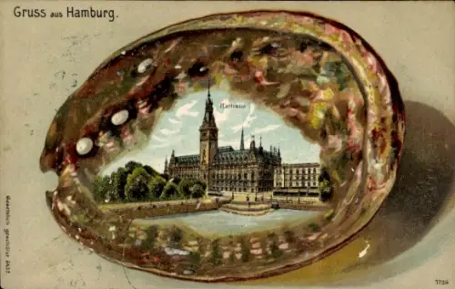 Präge Muschel Litho Hamburg Mitte Altstadt, Rathaus