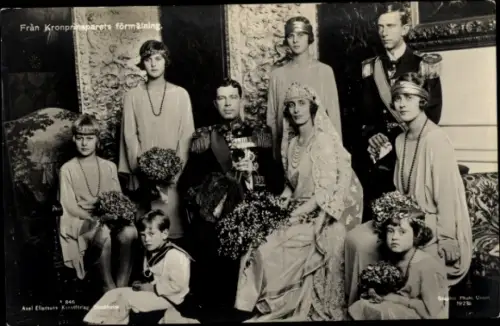 Ak Kronprinz Gustav Adolf von Schweden, Kronprinzessin Louise, Hochzeit