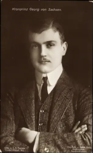Ak Kronprinz Georg von Sachsen, Portrait, Anzug, Krawatte