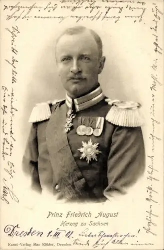 Ak Prinz Friedrich August, Herzog zu Sachsen, Portrait