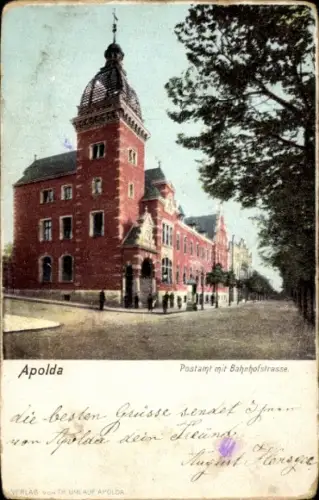 Ak Apolda in Thüringen, Bahnhofstraße, Post