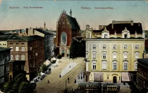 Ak Kraków Krakau Polen, Dominikaner-Platz