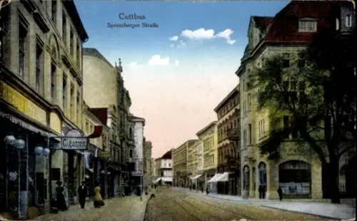 Ak Cottbus in der Niederlausitz, Spremberger Straße, Geschäfte