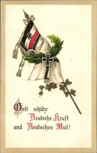 Ak Gott schütze Deutsche Kraft und Deutschen Mut, Fahne, Eisernes Kreuz