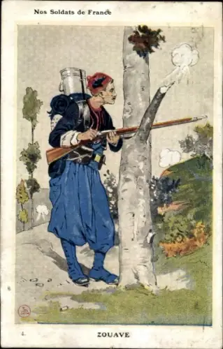 Künstler Ak Nos Soldats de France, Zouave