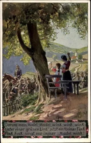 Künstler Ak Hey, Paul, Darum mein Madel, wink, wink, wink, Soldatenliederkarte No. 17