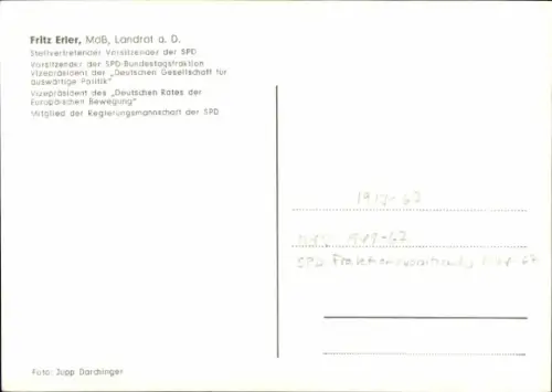 Ak Fritz Erler, MDB, Landrat a. D., Stellv. V. SPD