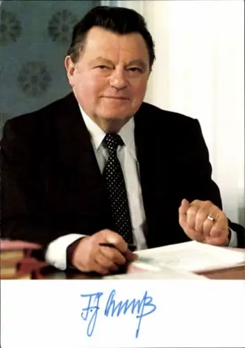 Ak Politiker Franz Josef Strauß, Portrait, Autogramm
