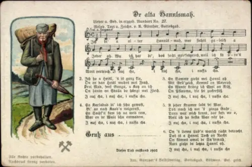 Lied Litho Günther, Anton, Dr alta Hannlsmah, Mundart Nr 27