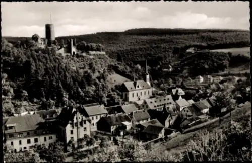 Ak Stromberg im Hunsrück, Ort mit Fustenburg, Krankenhaus, Kirche