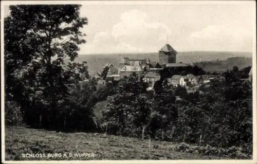Ak Burg an der Wupper Solingen, Schloss Burg, Schloss Burg an der Wupper, Landschaft, Bäume,  Arc