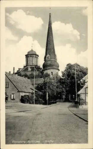 Ak Rellingen in Holstein, Kirche, Straßenpartie