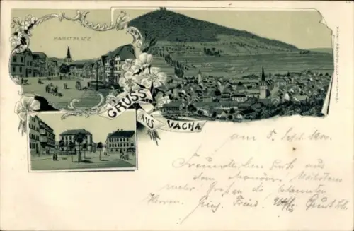 Litho Vacha in der Rhön Thüringen, Panorama, Marktplatz