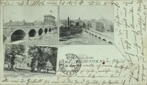 Ak Rochester New York USA, Court Street Bridge, Viadukt