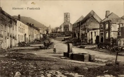 Ak Allarmont Vosges, Straßenpartie, Kriegszerstörung I. WK