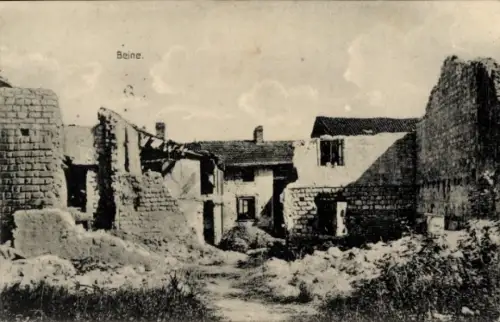 Ak Beine Marne, Zerstörte Häuser, Kriegszerstörung, I. WK