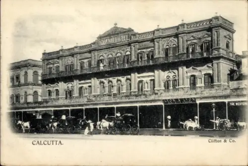 Ak Calcutta Kolkata Kalkutta Indien, Grand Hotel,  Pferdekutschen, Clifton & Co.