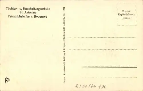 Ak Friedrichshafen am Bodensee, Töchter- und Haushaltungsschule St. Antonius