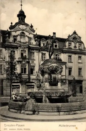 Ak Dresden Plauen, Müllerbrunnen