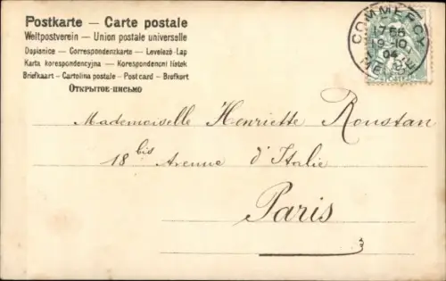 Buchstaben Ak C, Frau, Kinder, Blumen, Kleid