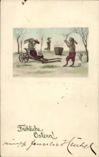 Ak Fröhlich Ostern, Osterhasen