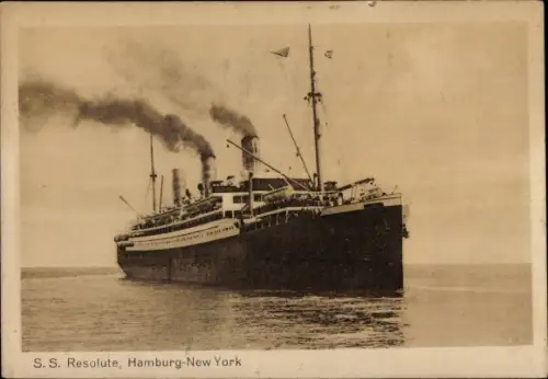 Ak Passagierdampfer Resolute, HAPAG, Strecke Hamburg - New York
