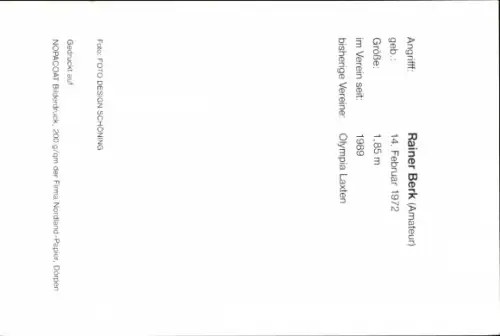 Autogrammkarte Fußballer Rainer Berk, SV Meppen, Autogramm