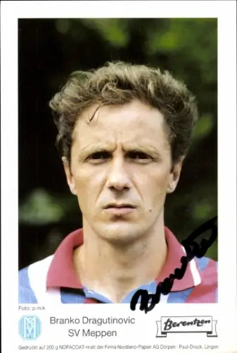 Autogrammkarte Fußballer Branko Dragutinovic, SV Meppen, Autogramm