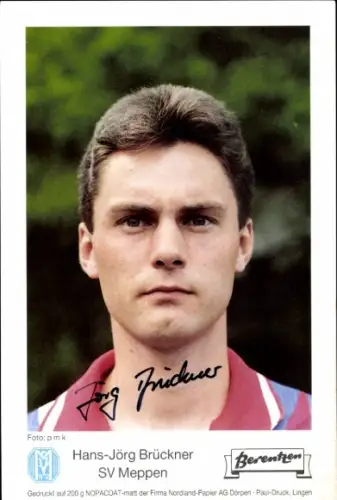 Autogrammkarte Fußballer Hans Jörg Brückner, SV Meppen, Autogramm