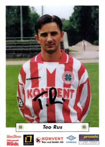Autogrammkarte Fußballer Teo Rus, Rot Weiß Oberhausen, Autogramm