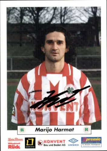 Autogrammkarte Fußballer Marijo Harmat, Rot Weiß Oberhausen, Autogramm