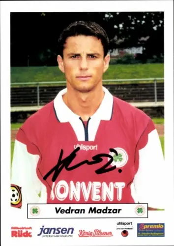 Autogrammkarte Fußballer Vedran Madzar, Rot Weiß Oberhausen, Autogramm