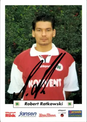 Autogrammkarte Fußballer Robert Ratkowski, Rot Weiß Oberhausen, Autogramm